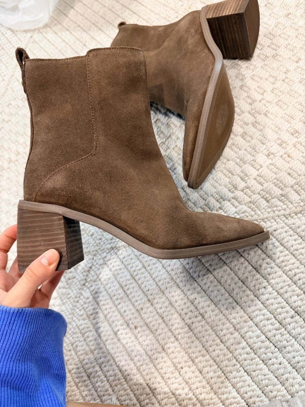 Vince Camuto Lorelei Suede Bootie in Toasted Taupe - Picture 4 of 8